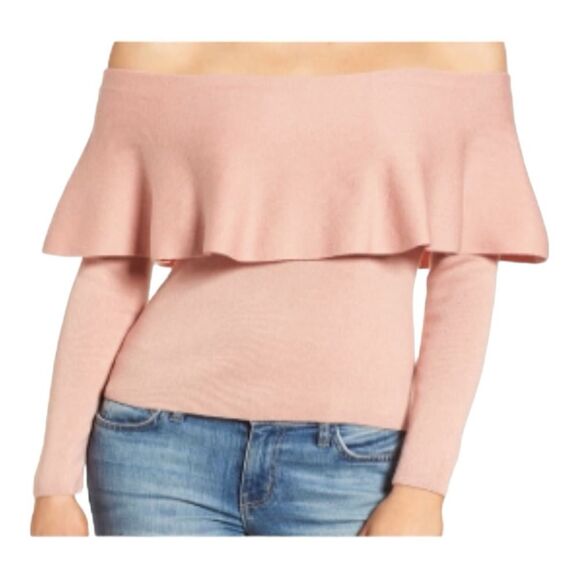 Cupcakes and Cashmere | Otis Off Shoulder Misty Rose Sweater L - Picture 2 of 9
